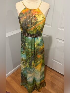 ABG dress - Bohemian Halter Maxi Dress in Green & Yellow